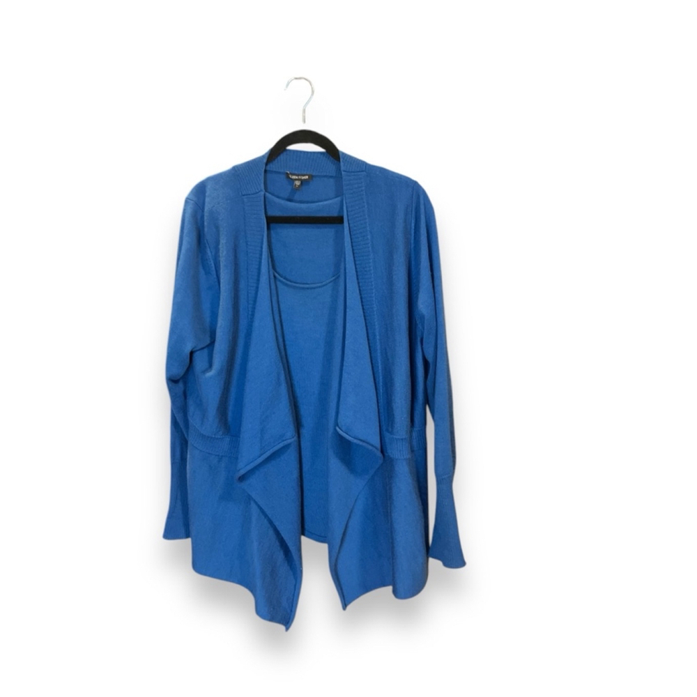 Eileen Fisher Cardigan Set Merino Wool Vest Sweater Light Blue, Size L - Picture 2 of 10